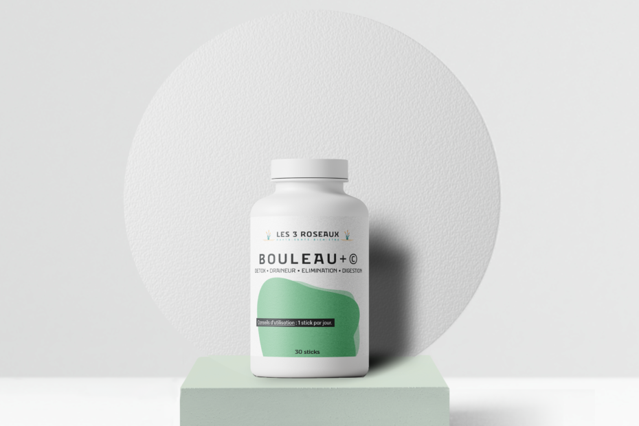 Boite de gélules de Bouleau, boite blanche avec une étiquette verte
